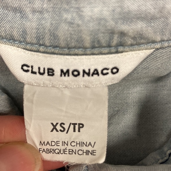 Club Monaco xs button down washed denim look 100% lyocell womens shirt - Picture 10 of 11